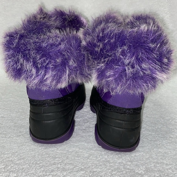 Kamik Girls Sugar Plum Snow Boots Purple Faux Fur Lined Hook Loop Round Toe 6 - Picture 5 of 9